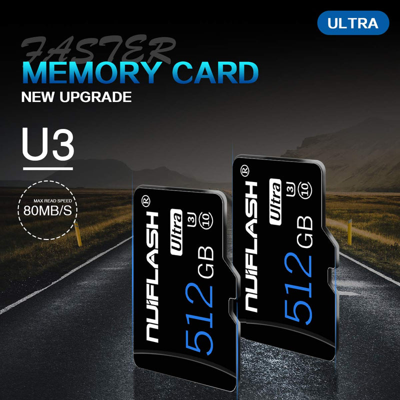 [Australia - AusPower] - Micro SD Card 512GB Memory Card 512GB TF Card Class 10 High Speed with Adapter for Camera, Phone, Computer, Dash Came, Surveillance,Drone 