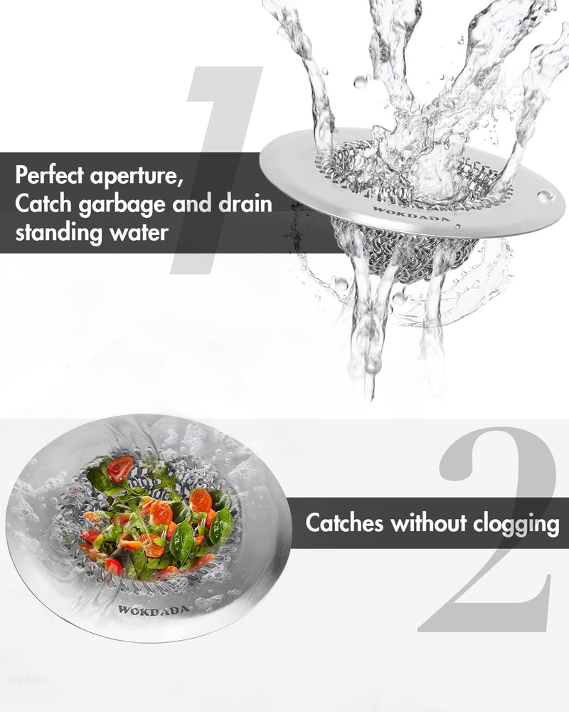 [Australia - AusPower] - Kitchen Sink Strainer, Reversible Mesh Sink Drain Strainer with 304 Stainless Steel , Wokdada Revolutionary Anti-rust Sink Strainer Food Catcher for Garbage Disposal without Clogging 