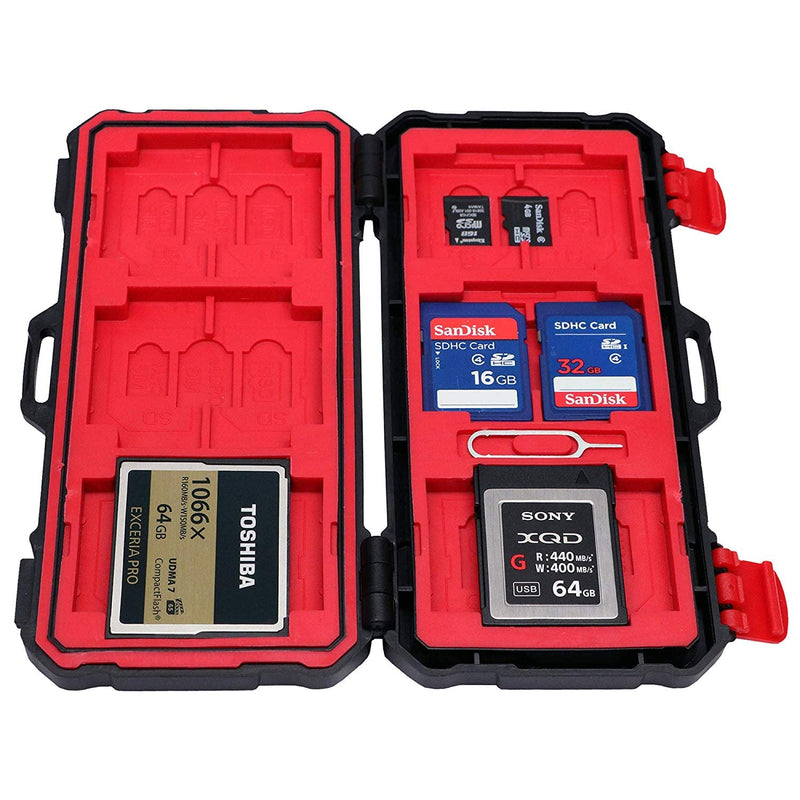 [Australia - AusPower] - Vidpro Rugged Memory Card Case for 3 XQD, 3 CF, 12 SD and 6 microSD Cards 