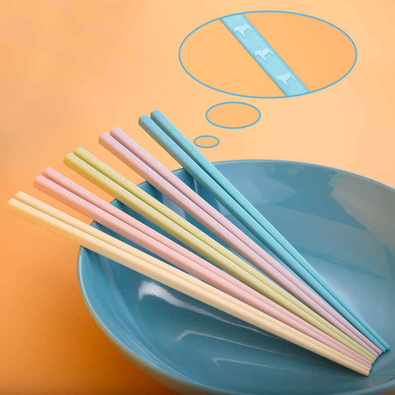 [Australia - AusPower] - Hiware Reusable Fiberglass Chopsticks Dishwasher Safe, Lightweight, Multicolor - 5 Pairs Gift Set 