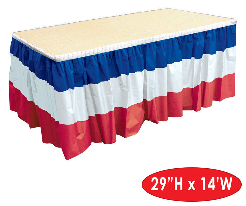 [Australia - AusPower] - Beistle Patriotic Table Skirting, 29" x 14', Red/White/Blue 