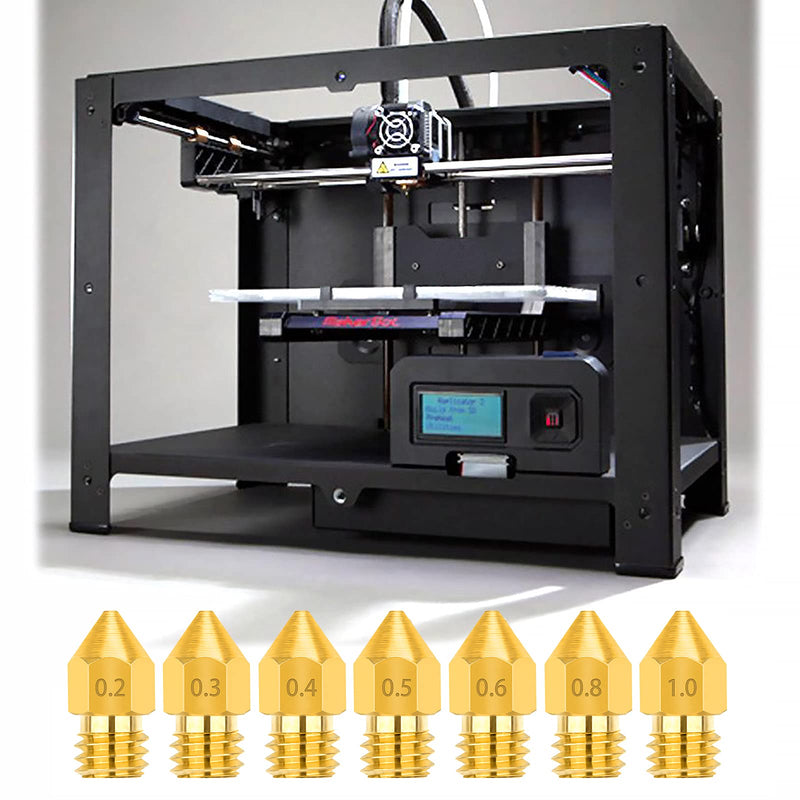 [Australia - AusPower] - LUTER 24PCS Extruder Nozzles 3D Printer Nozzles for MK8 0.2mm, 0.3mm, 0.4mm, 0.5mm, 0.6mm, 0.8mm, 1.0mm with Free Storage Box for Makerbot Creality CR-10 Ender 3 5 Gold 