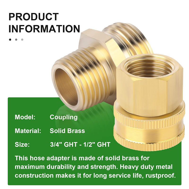 [Australia - AusPower] - TAISHER 12 Packs Brass 3/4" GHT x 1/2" NPT Hose Connectors, Hose Adapter Garden Hose Fittings and Adapters 6PCS (Female & Male) 3/4" Male x 1/2" NPT 