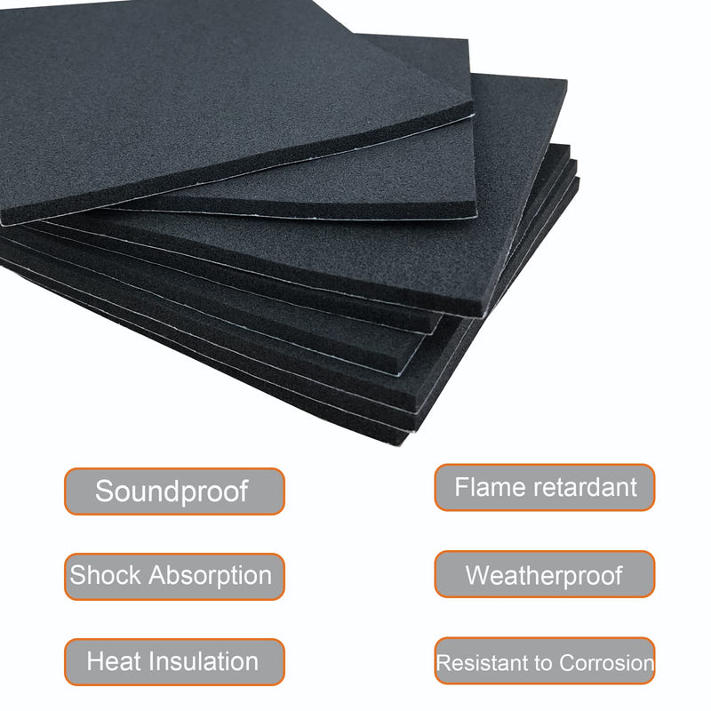 [Australia - AusPower] - 8 Pcs Black Adhesive Foam Padding, Closed Cell Foam Sheet 1/8" Thick 4 Inch X 4 Inch, Neoprene Rubber Pad Self Stick Anti-Slip Adhesive Anti Vibration Foam Pad (4inX 4inX 1/8in, 8) 4in X 4in X 1/8in 