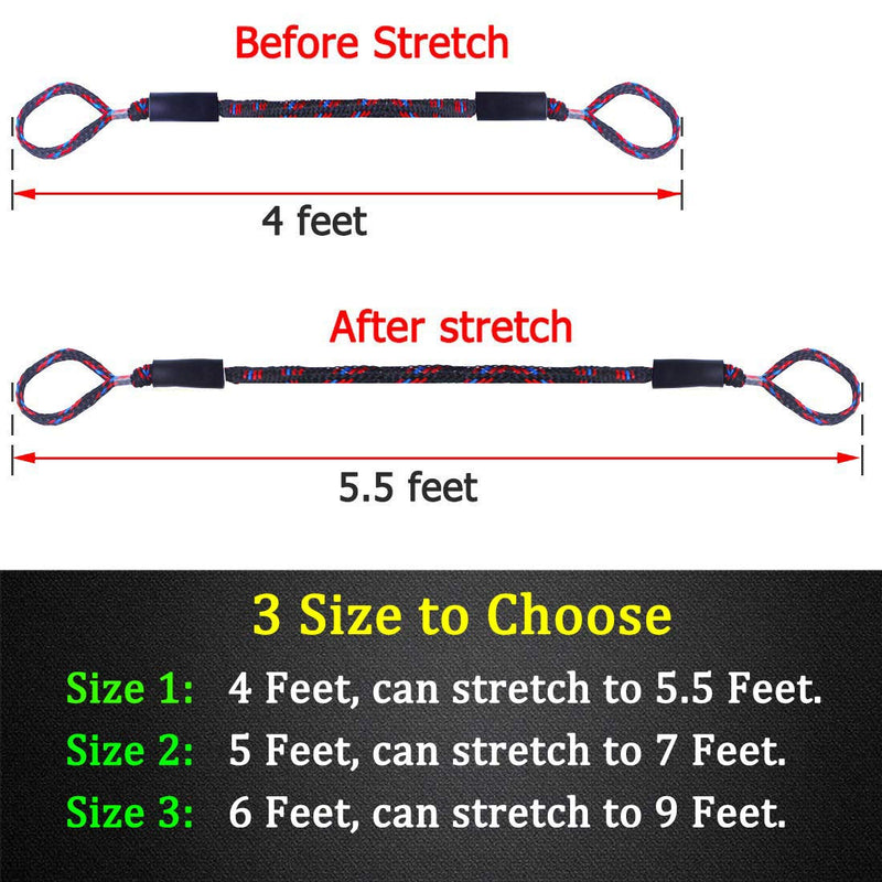 [Australia - AusPower] - Botepon Boat Bungee Dock Lines, Mooring Lines, Boating Gifts for Men, Boat Accessories, Pontoon Accessories, Perfect for Bass Boat, Jet Ski (4 Feet) 