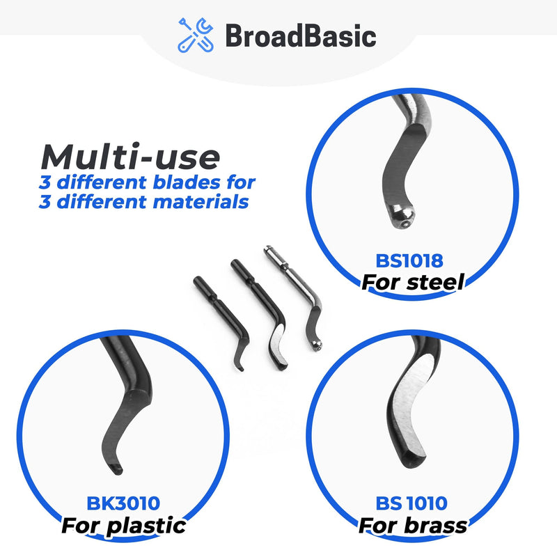 [Australia - AusPower] - BroadBasic Deburring Tool with 20 High-Speed-Steel Blades and Storage Inside Aluminum Handle - Rotary Burr Remove 