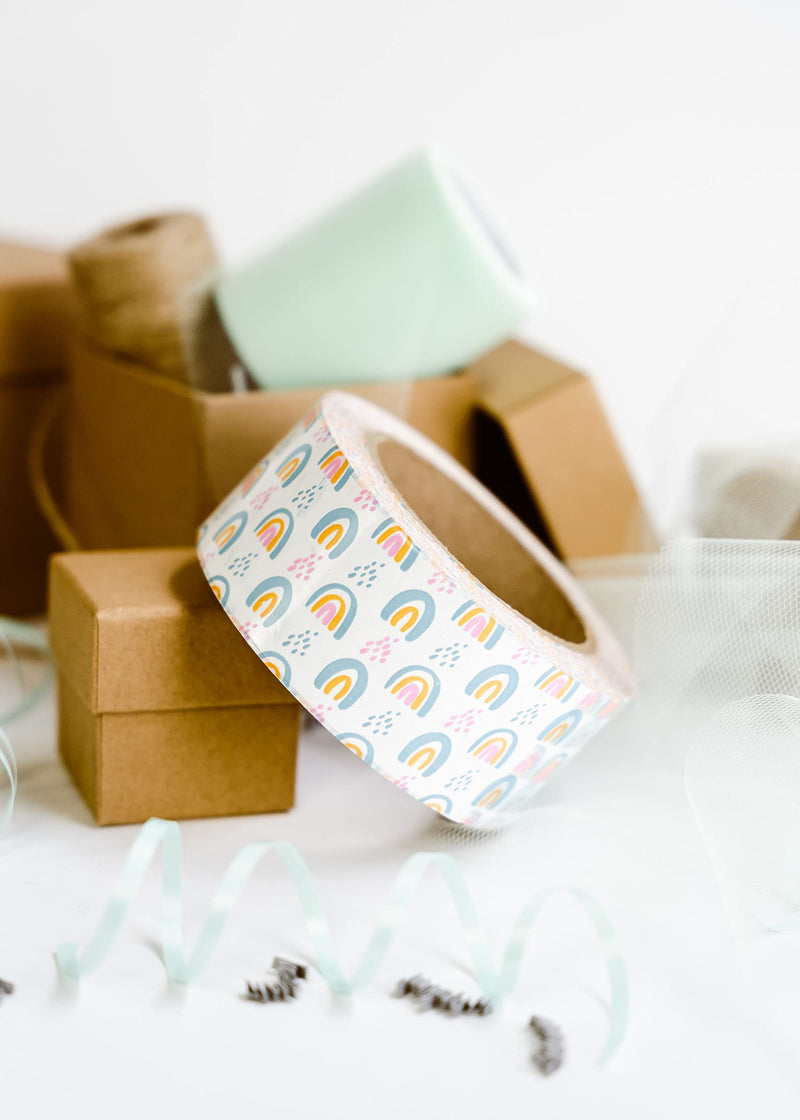 [Australia - AusPower] - Package Mint 2” Colorful Rainbow Tape (110 Yards, 330 ft.), Cute Shipping Tape – Carton Sealing Tape for Sealing Boxes – Crafting Tape Rainbow – Boho Rainbow Packing Tape for Small Business 