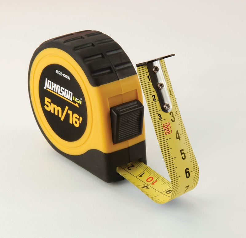 [Australia - AusPower] - Johnson Level & Tool 1828-0016 Metric/Inch Power Tape, 5m/16', Black/Yellow, 1 Tape 