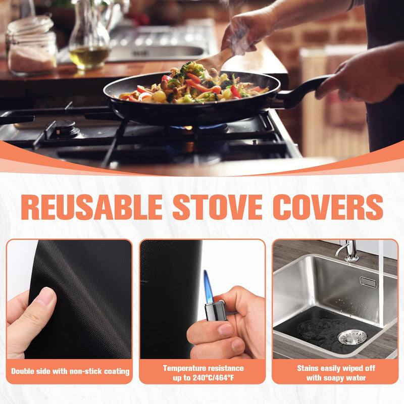 [Australia - AusPower] - BORISCA Gas Stove Burner Covers, with 2 Stove Gap Covers, Non-Stick Washable Gas Stove Protectors Reusable Stove Top Covers for Gas Burners, Gas Stove Cover Mats Compatible With Samsung Gas Stove 