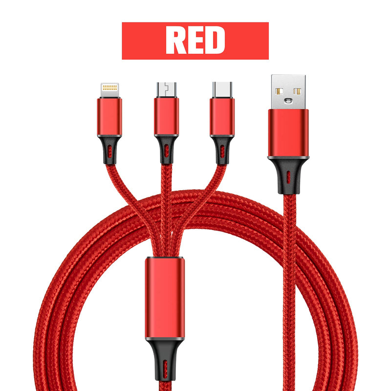 [Australia - AusPower] - Quick Charging Data line in red Black and Golden Pack-3 (Multicolored-RBG, 3) (Multicolored-RBG, 3pack) (Red and Black, 2pack) Red and Black 