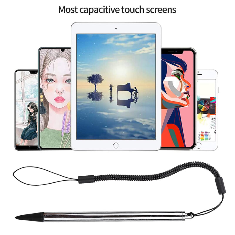 [Australia - AusPower] - Universal High Sensitive Resistive Pen,Fine Point Stylus Tip Touch Screen Pen Tips with Spring Cord for Resistive Screen Device Silver 