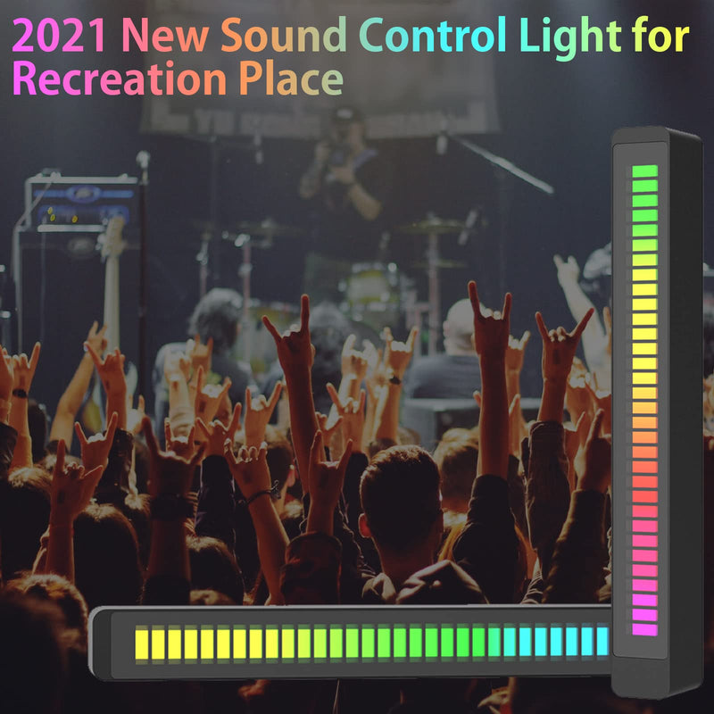 [Australia - AusPower] - RGB Music Control Rhythm Light,Colorful LED Ambient Light,32 Bit Music Level Light Indicator,Voice-Activated Atmosphere Light for Gaming Room Car Desktop Party(Black) 