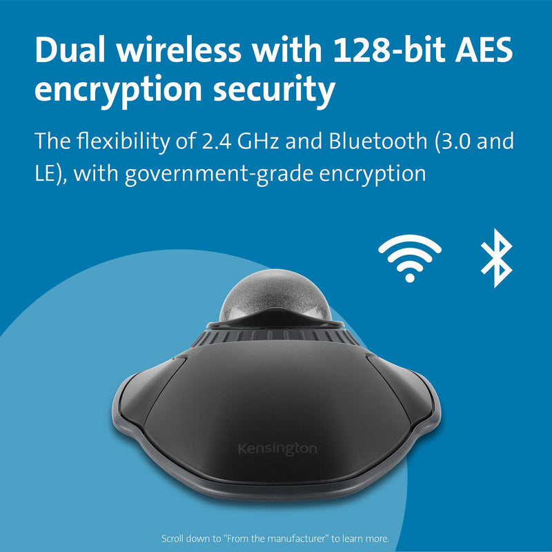 [Australia - AusPower] - Kensington Orbit Wireless Trackball with Scroll Ring - Space Gray (K72675WW) Black-Grey 