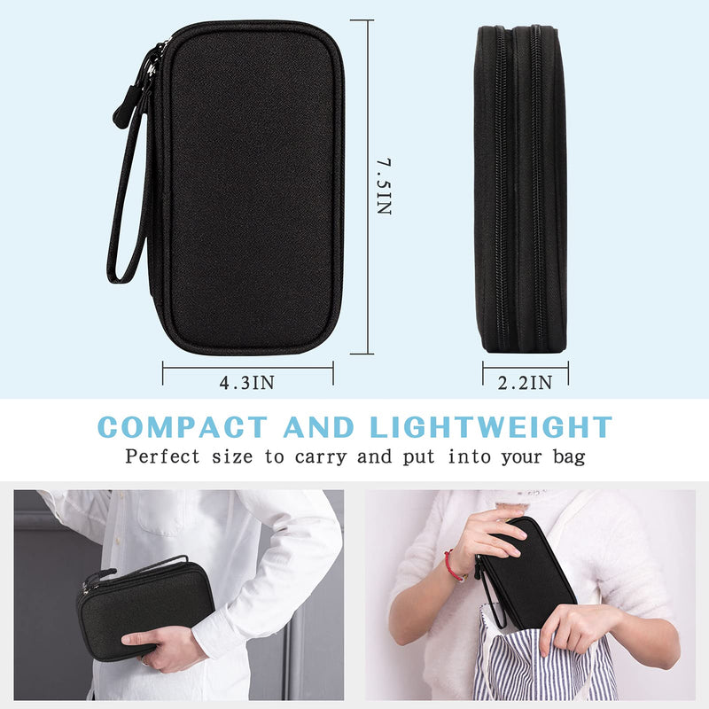 [Australia - AusPower] - Classycoo Electronic Organizer,Travel Cable Organizer Bag Portable Cord Organizer Waterproof Storage Bag Pouch for Electronic Accessories Carry Case for Phone,Charger,Earphone,Cord-Double Layer Black Double Layer-Black 