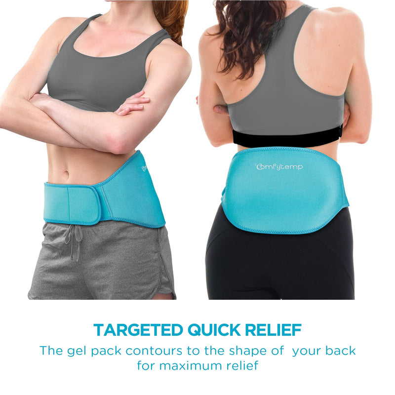 [Australia - AusPower] - Ice Pack for Back Pain Relief, Comfytemp Reusable Gel Back Ice Pack with Strap, Flexible Cold Pack Compress for Waist and Lower Back, Hot and Cold Therapy Back Wrap for Lower Lumbar, Sciatic Nerve 