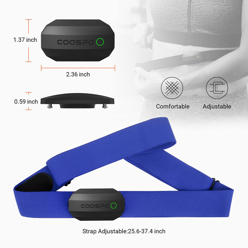[Australia - AusPower] - COOSPO Bluetooth Heart Rate Monitor,BLE ANT+ Heart Rate Chest Strap Monitor,Dual HRM Heart Rate Sensor Compatible with Peloton,Zwift,DDP Yoga,Strava,Polar,Wahoo,Garmin Watches,GPS Bike Computers Blue 