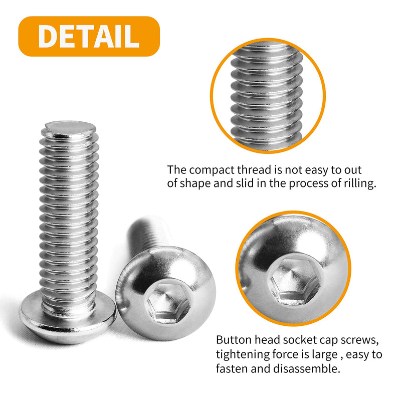 [Australia - AusPower] - Cicidorai M5-0.8 x 8mm Button Head Socket Cap Bolts Screws, 304 Stainless Steel 18-8, Allen Socket Drive, Full Machine Threads, Quantity 50 M5 x 8mm(50 PCS) 