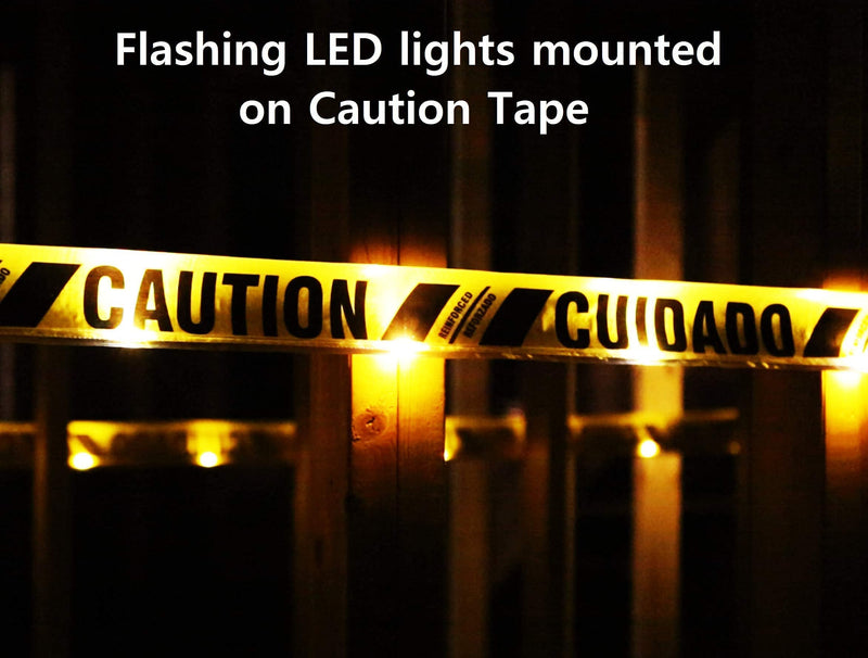 [Australia - AusPower] - PS DIRECT PRODUCTS Lighted Yellow Caution Tape with Flashing LED Lights - Weatherproof, Tear Resistant, English and Spanish, for Police Use, Danger Zones, Crime Scenes or Generic Barricades, Pack of 1 30 Feet Caution - Lighted 