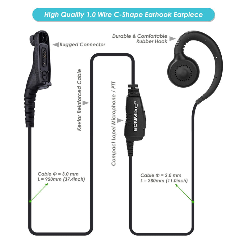 [Australia - AusPower] - BONMIXC Walkie Talkie Earpiece with Mic, Reinforced Cable Walkie Talkie Headset with PTT, Compatible with Motorola APX4000 APX 6000 APX7000 XPR6350 XPR6550 XPR7350 XPR7550e DP3600 Two Way Radios 