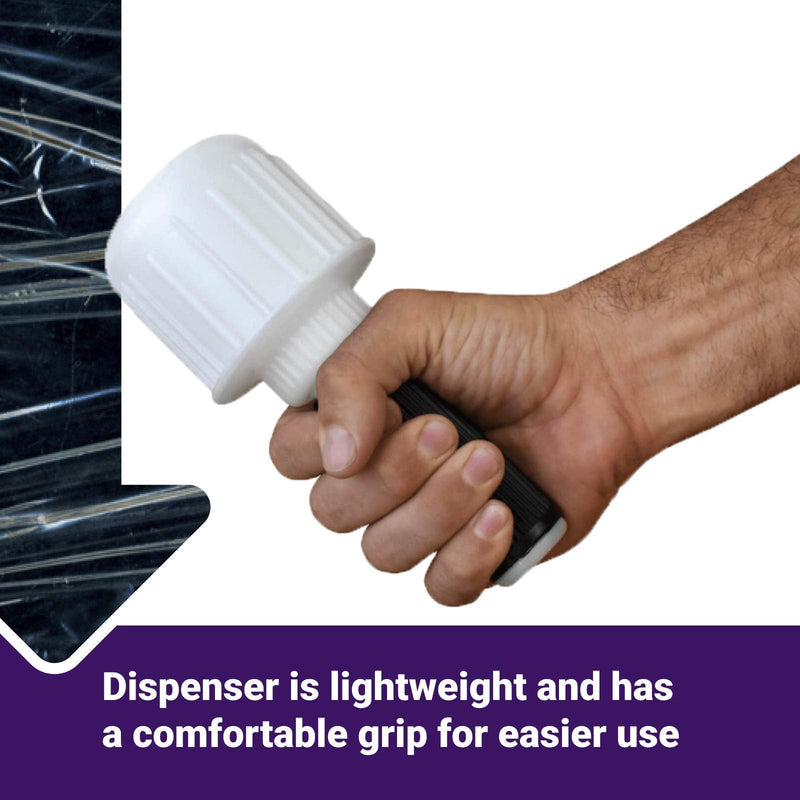 [Australia - AusPower] - IDL Packaging W-731 Stretch Wrap Dispenser for Mini Film Rolls of 3” Core Size – Lightweight Handle for Shrink Wrap Film with Comfortable Grip – One-Hand Durable Plastic Film Dispenser 