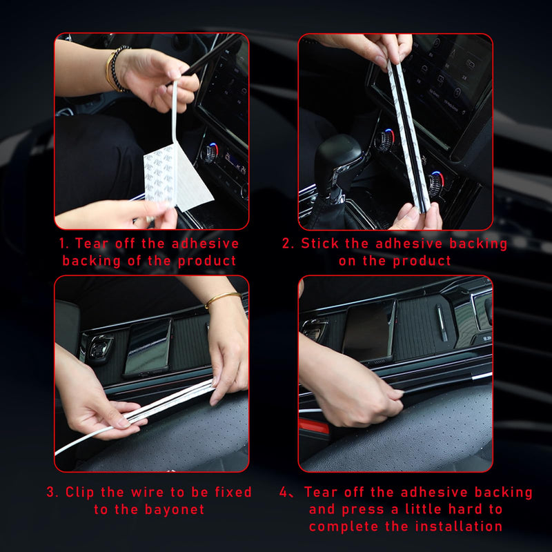 [Australia - AusPower] - Augeny 4PCS Car Concealed Wire Sleeve, Self-Adhesive Tubing Cable Hidden Protector, Auto Split Sleeving Wire Cord Organizer, Black Soft PVC Cable Sleeve for USB, Audio & Video Line 