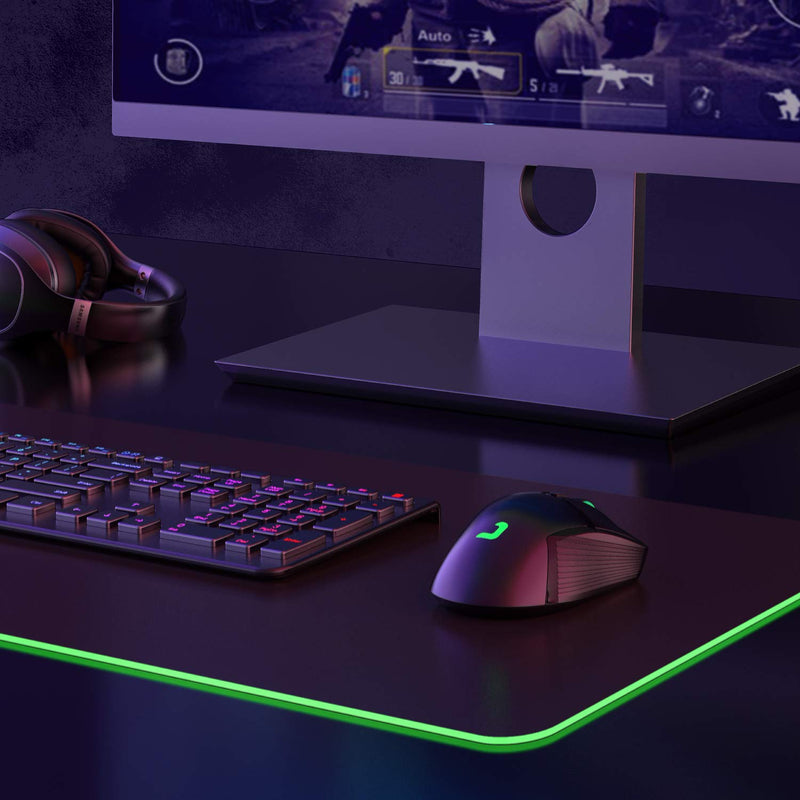 [Australia - AusPower] - Wireless and Wired Gaming Mouse, Rechargeable RGB Ergonomic Mouse with 6 Programmable Buttons, 7 Adjustable DPI up to 10000, Compatible with Windows MacBook Laptop PC Computer 