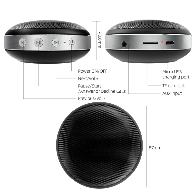 [Australia - AusPower] - Mini Bluetooth Speaker, Small Wireless Portable Speaker 5W High Power, TWS Stereo Pairing, TF Card+AUX Input, High Definition Sound+Enhanced bass, 8 H Playtime for Outdoor Hiking,Travel,Office,Home 