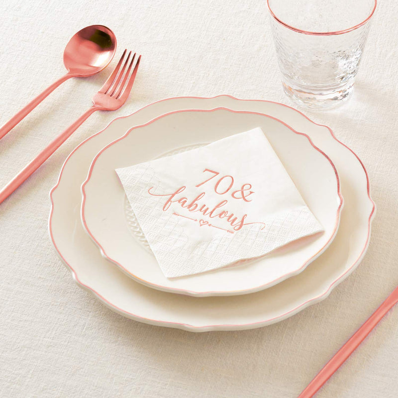 [Australia - AusPower] - Crisky 70 and Fabulous Cocktail Napkins Rose Gold for Women 70th Birthday Decorations, 70th Birthday Bevergae Dessert Cake Table Supplies, 50Pcs, 3-Ply 