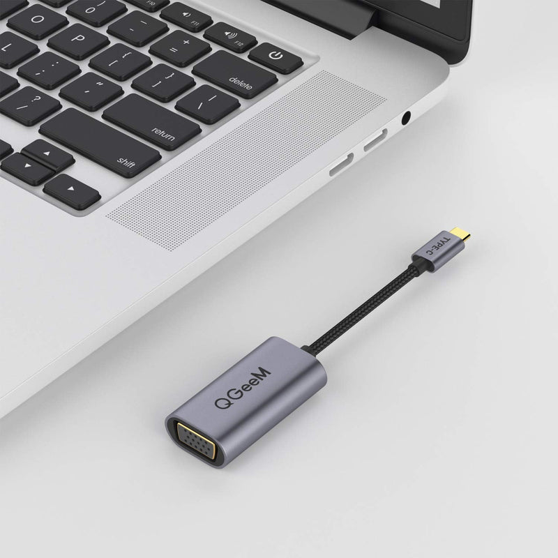 [Australia - AusPower] - USB C to VGA Adapter Cable,QGeeM VGA to USB Type C Adapter [Compatible Thunderbolt 3] Compatible with MacBook Pro 2019/2018/2017 MacBook Air/iPad Pro 2019/2018,Dell XPS,Surface Book,S10,VGA to USB C 