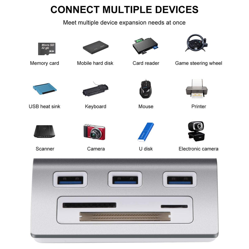 [Australia - AusPower] - Rybozen Aluminum 6-in-1 USB 3.0 Hub, Powered USB Hub with CF/SD/TF Card Port, Card Reader Hub for Mac Pro, iMac, MacBook, Laptop and Desktop PC 