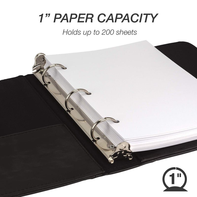 [Australia - AusPower] - Samsill Vintage Hardback Jr. Book Style 3 Ring Binder, 1 Inch Round Ring, Holds 200 Sheets – Black 