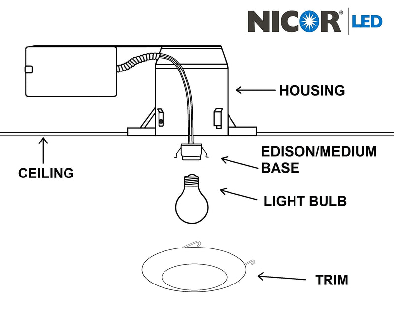 [Australia - AusPower] - NICOR Lighting 6 inch White Recessed Shower Trim with Albalite Lens (17505) 