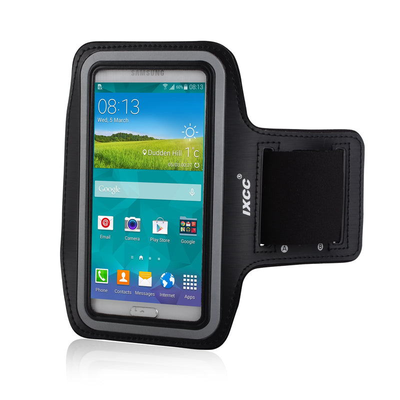 [Australia - AusPower] - iXCC Racer Series Easy Fit Sport Armband with Dual Arm-Size Slots and Key Pocket for Samsung Galaxy S5 - Black 