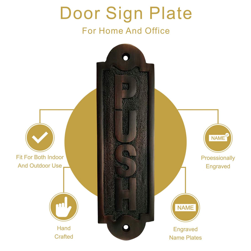 [Australia - AusPower] - Akatva"Push" Sign Plaque for House, Office or Restaurant -Push Sign for Home and Business Place with Eye Catching Oil Rubbed Bronze Finish Push Plaque 