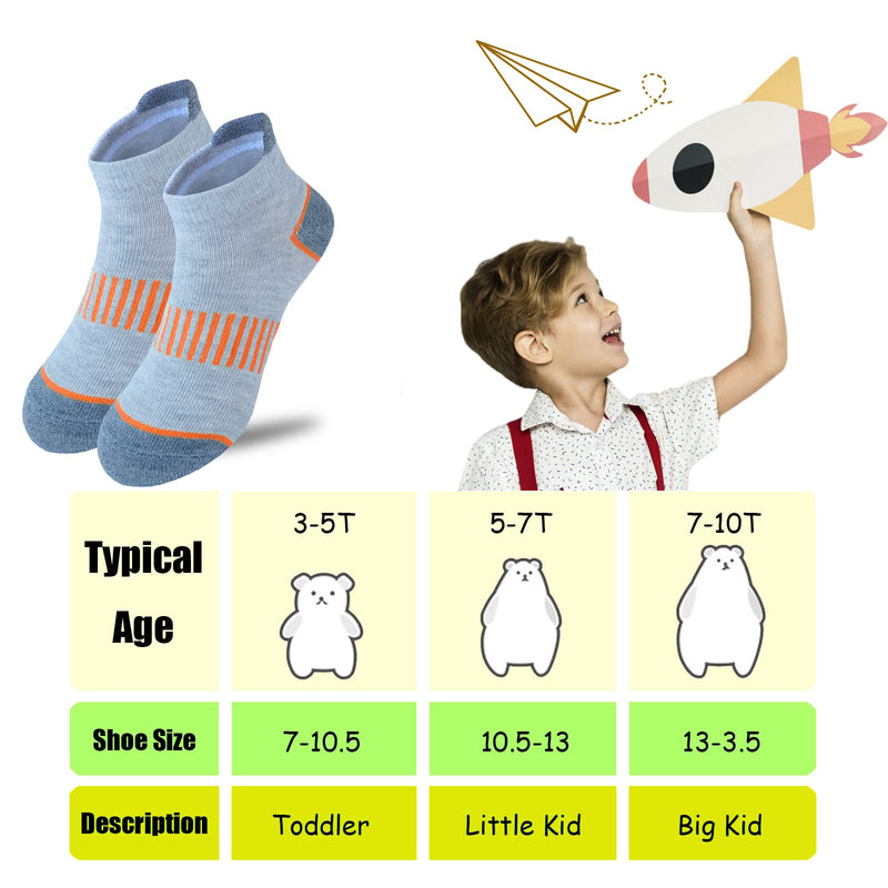 [Australia - AusPower] - Jamegio Boys Socks 12 Pairs Ankle Athletic Sock Half Cushion Low Cut socks for Little Big Kids Size Age 3-10 Years Multicolor 3-5T 
