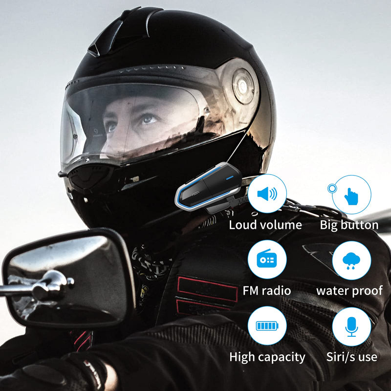 [Australia - AusPower] - Motorcycle Wireless Headset,Type-c Port Headset FM Radio/Handsfree Automatic Answer/Accounce Incoming Phone Number/HD Stereo Music Black2 