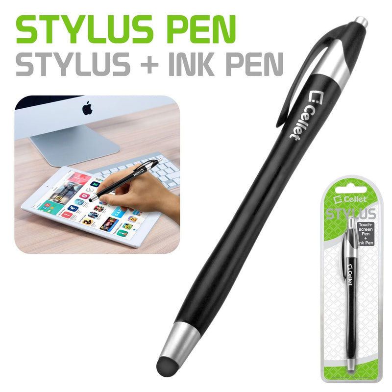 [Australia - AusPower] - Cellet Made, Compatible to Samsung Note 9/8/5 Galaxy S9, S9+ Plus, S8, S8 Plus, A6, J7, J7 V, J3, J7 Prime/Halo/Refine and More Black Executive Ultra Thin Touch Screen Stylus and Ink Pen Combo 