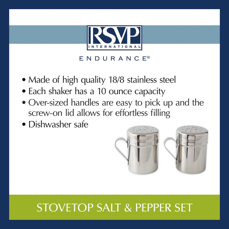 [Australia - AusPower] - RSVP Endurance 18/8 Stainless Steel Stove Top Salt and Pepper Shakers, 10 ounce (.3L) 
