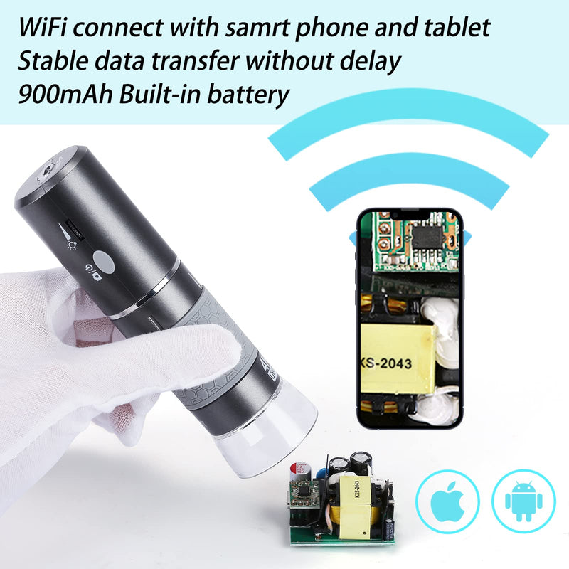 [Australia - AusPower] - Cainda HD 4K 3840x2160P WiFi Digital Microscope Camera for iPhone Android Phone and Windows Mac PC, Wireless Handheld Microscope, Portable Microscope with Stand for Adults and Kids 
