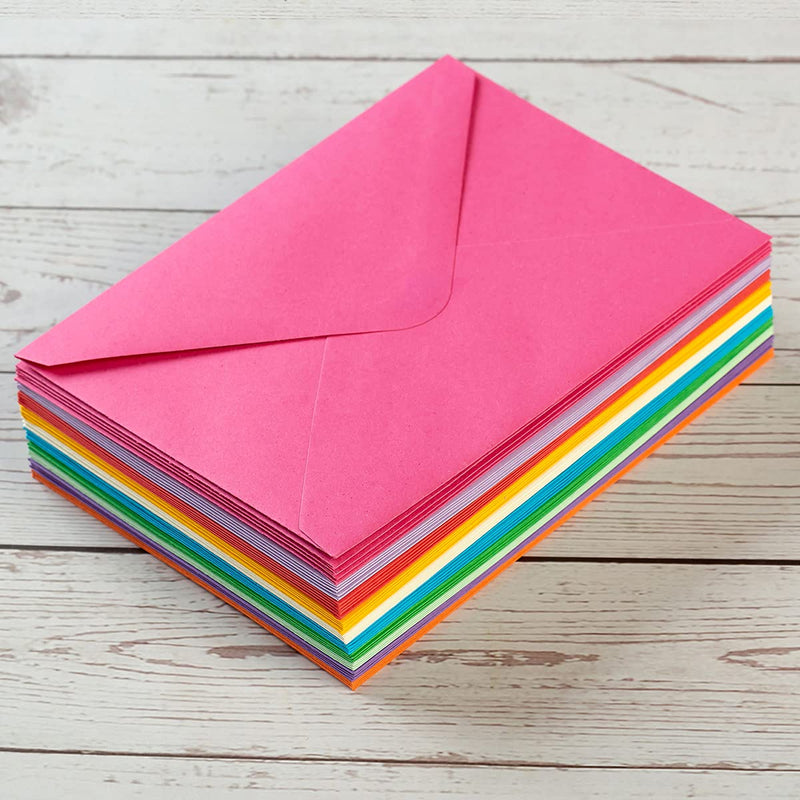 [Australia - AusPower] - 50 Pieces A6 Envelopes for 4 x 6 Greeting Cards, Birthday Party, Photos, Baby Shower and Wedding Invitations, 6.50 x 4.75 Inches(10 Colors, 5 Pieces Per Color) 