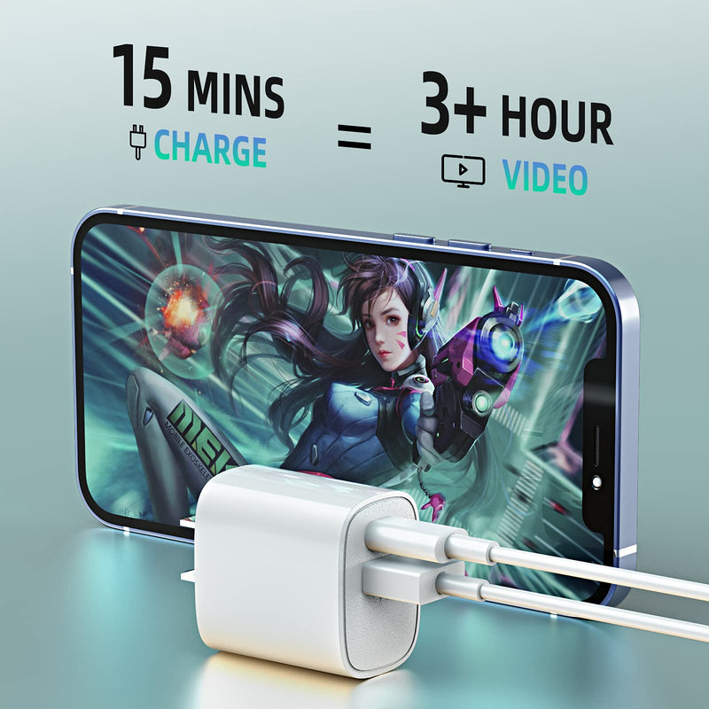 [Australia - AusPower] - USB C Wall Charger, PD 20W USB-C Power Adapter & USB-A Fast Charging Block, Dual Port Fast Charger for Laptops, MacBook, iPad, iPhone, Galaxy, and More 20W PD&QC Fast Charger 