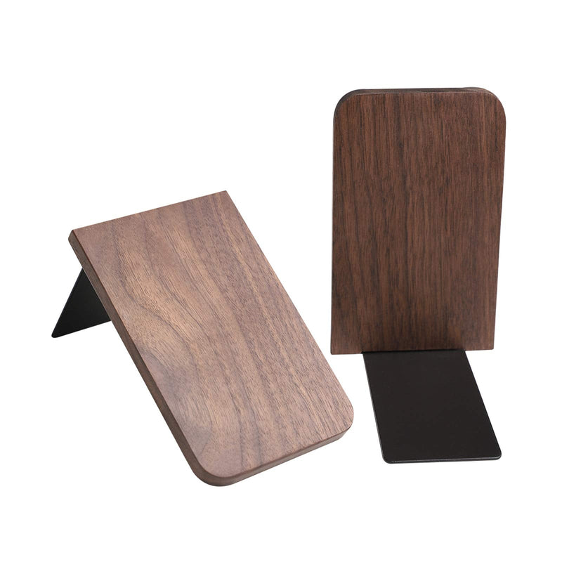 [Australia - AusPower] - Muso Wood Book Ends for Shelves, Non-Slip Bookends, Heavy Duty Wooden Bookend Support for Books and Movies (Walnut 1 Pairs) Walnut-1 Pairs 