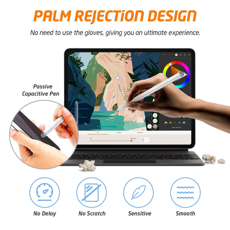 [Australia - AusPower] - WixGear Stylus Pen for iPad with Palm Rejection, Active iPad Pencil for Precise Writing/Drawing, Compatible Apple (2018-2020) iPad Pro iPad 6th/7th, Mini 5th Gen (with New Passive Tip for All Phones) 