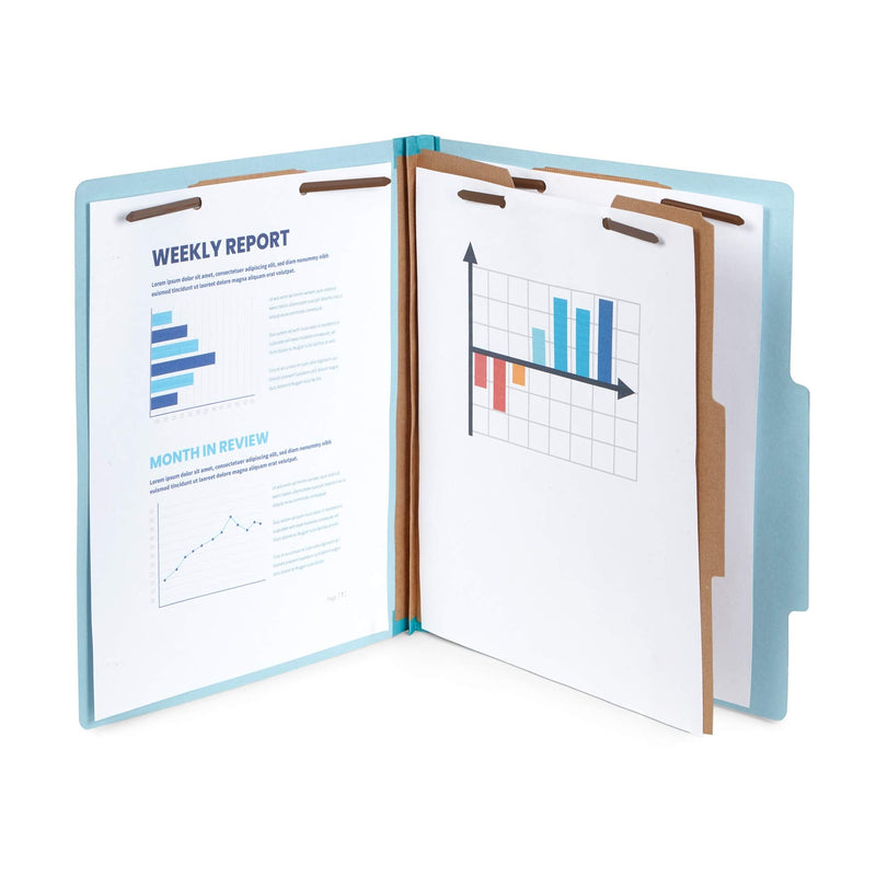 [Australia - AusPower] - 10 Blue Classification Folders - 1 Divider - 2 Inch Tyvek Expansions - Durable 2 Prongs Designed to Organize Standard Medical Files, Law Client Files, Office Reports - Letter Size, Blue, 10 Pack 