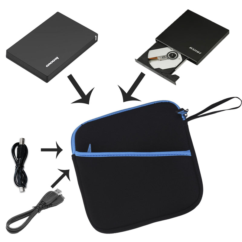 [Australia - AusPower] - BCP 7-1/2inches External USB DVD /Blue-Ray/ Hard Drive/ GPS Neoprene Protective Storage Carrying Bag Sleeve/ Pouch with Extra Storage Pocket 