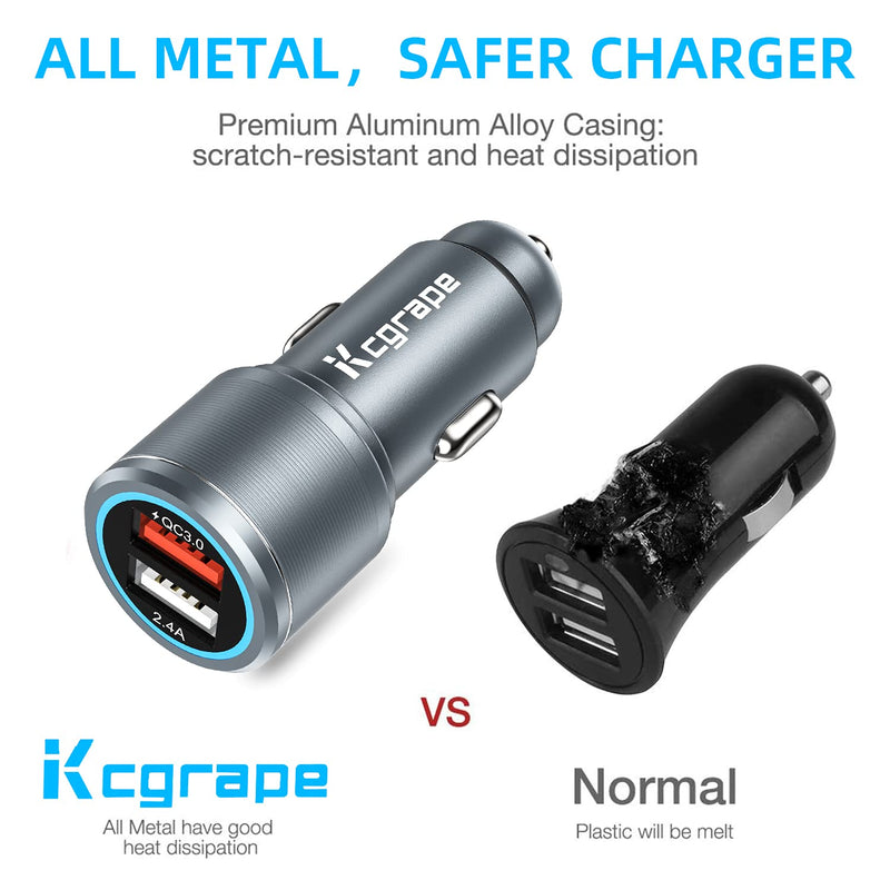 [Australia - AusPower] - USB Car Charger with Cable for Samsung Galaxy S20 S21 S22 Plus Ultra FE 5G,A52 A13 A50 A51 A71 A21 A10E A20 A03S,Quick Charge 3.0 Fast Charging Dual Port Car Phone Adapter for iPhone 11 Pro Max XR X 