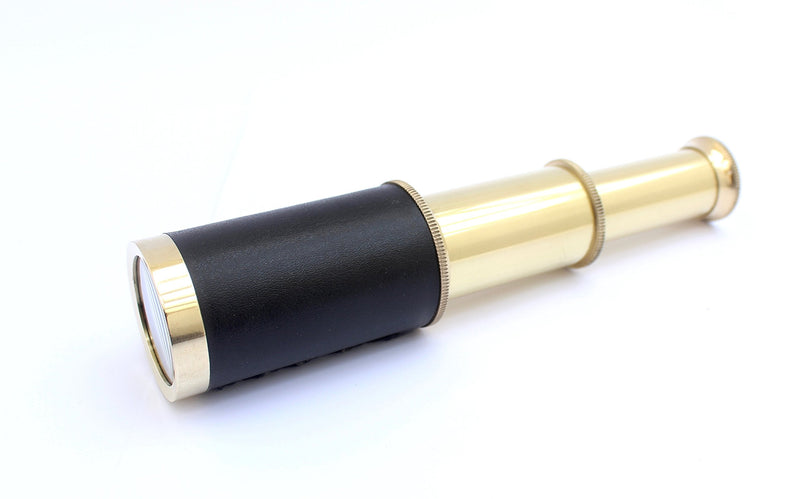 [Australia - AusPower] - 6" Nautical Handheld Pirate Brass Telescope with Anchor on Wooden Box, Sailor Home Decor Toy Gift 
