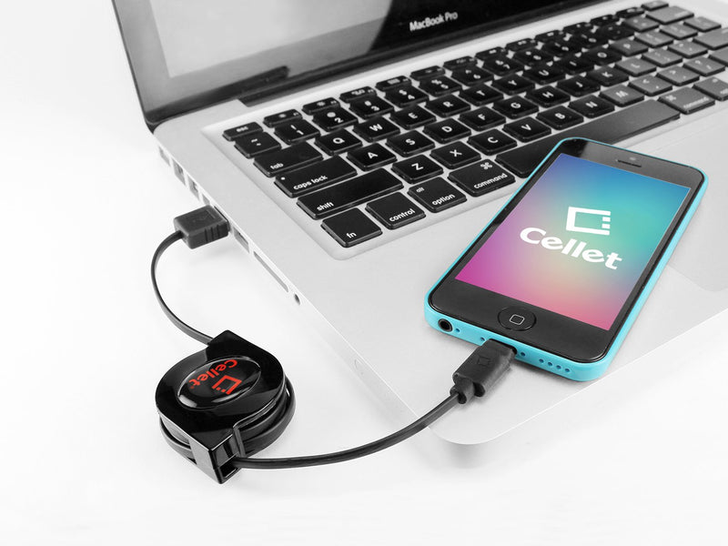 [Australia - AusPower] - Cellet Retractable iPhone Charger Cable, Charging & Data Sync Cable Compatible for Apple iPhone 12 11 Pro Max XS XR X 8 7, iPad Pro Air mini 5 4 3 Air Pod Lightning Devices (Apple MFI Certified) RETRACTABLE BLACK 