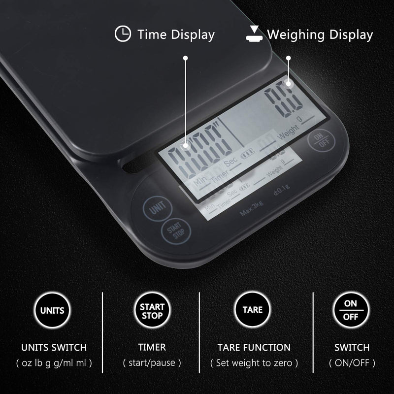 [Australia - AusPower] - Digital Coffee Scale With Timer for Pour Over and Drip Coffee 