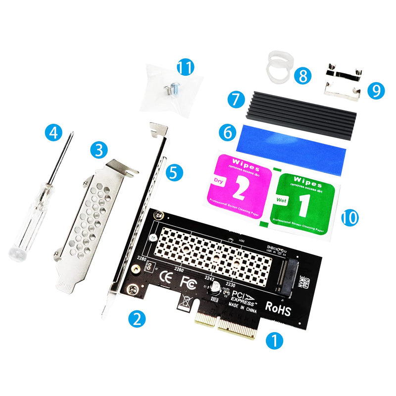 [Australia - AusPower] - GLOTRENDS M.2 PCIe NVMe 4.0/3.0 Adapter with 0.12 Inch Thick M.2 Heatsink for M.2 PCIe SSD (NVMe and AHCI), PCIE 3.0X 4 Full Speed, Desktop PC Installation (PA09-HS) 